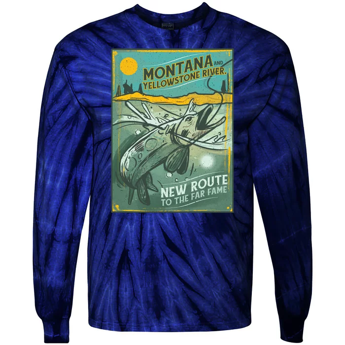 Vintage Fishing Montana Tie-Dye Long Sleeve Shirt