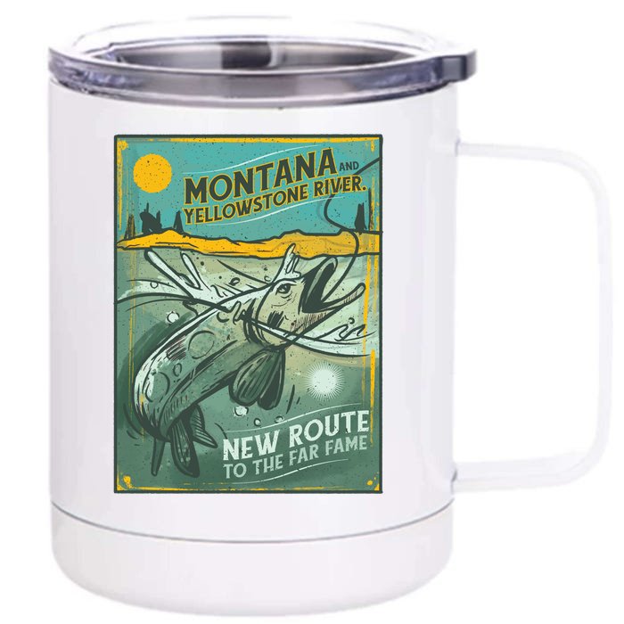 Vintage Fishing Montana Front & Back 12oz Stainless Steel Tumbler Cup