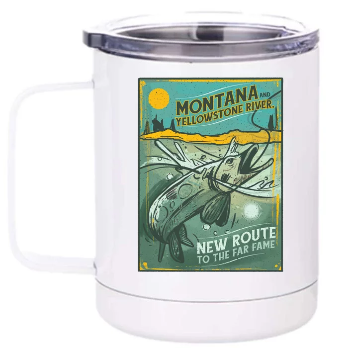 Vintage Fishing Montana Front & Back 12oz Stainless Steel Tumbler Cup