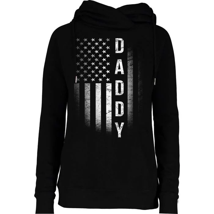 Vintage Flag American Dad Womens Funnel Neck Pullover Hood