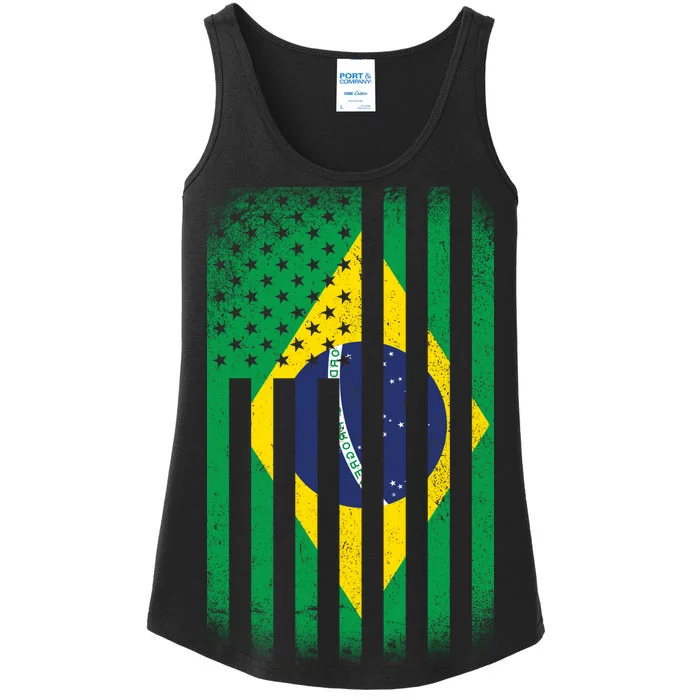 Vintage Flag Of Brazil Ladies Essential Tank