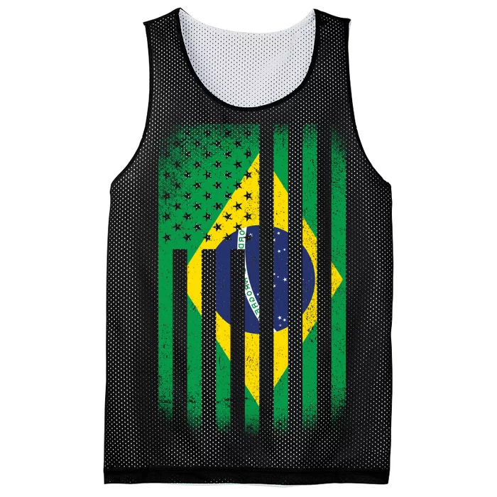 Vintage Flag Of Brazil Mesh Reversible Basketball Jersey Tank