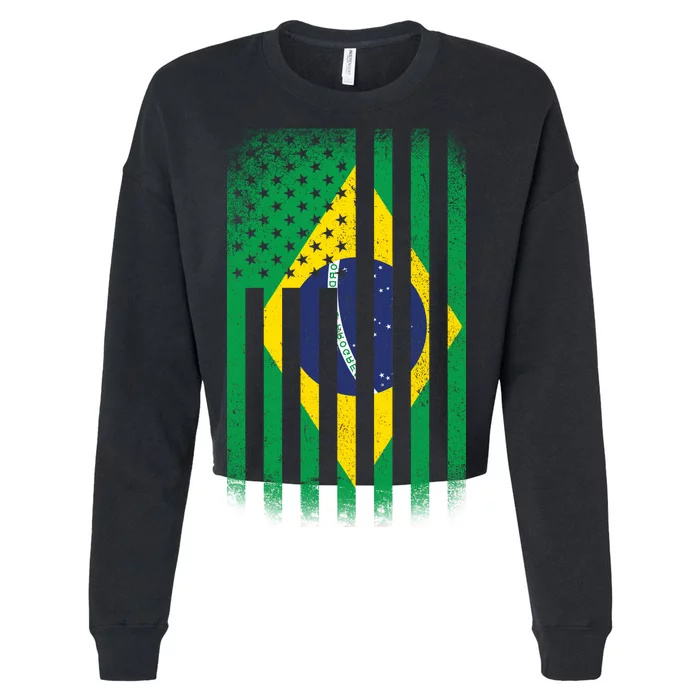 Vintage Flag Of Brazil Cropped Pullover Crew