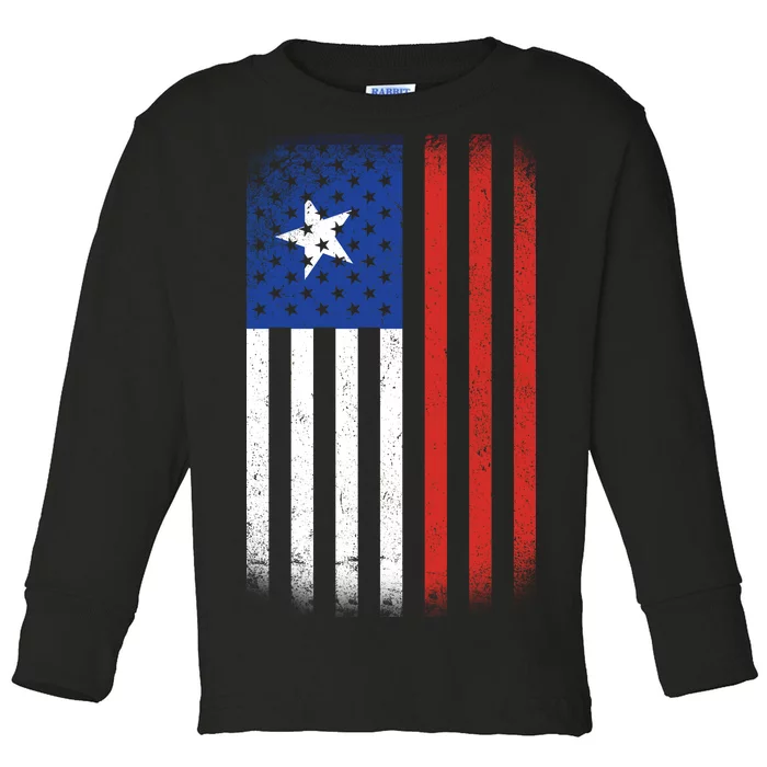 Vintage Flag Of Chile Toddler Long Sleeve Shirt