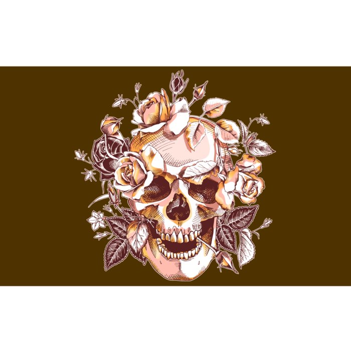 Vintage Floral Flower Skull Bumper Sticker