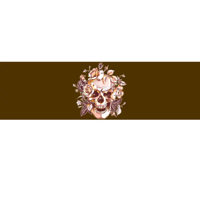 Vintage Floral Flower Skull Bumper Sticker