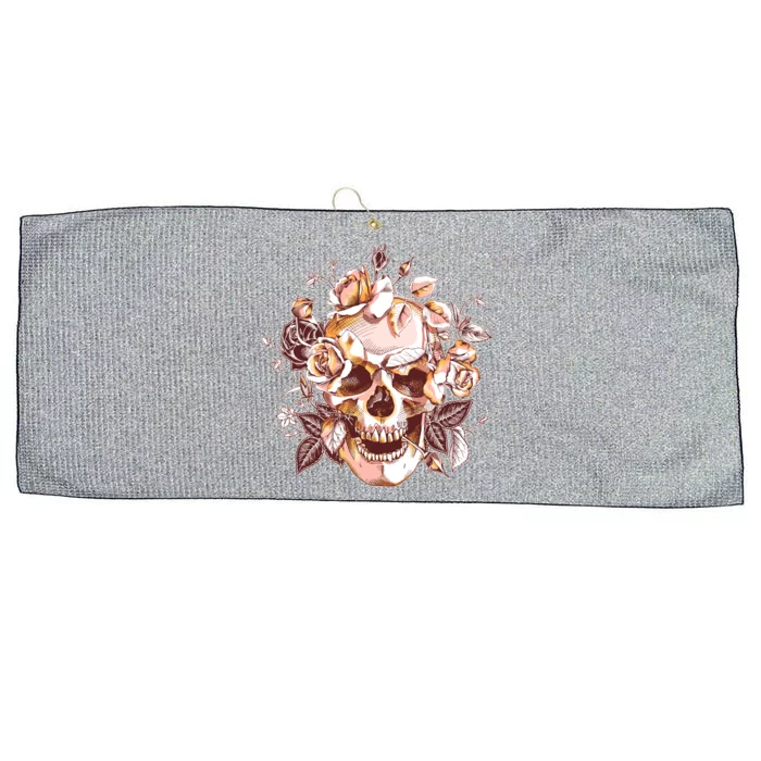 Vintage Floral Flower Skull Large Microfiber Waffle Golf Towel