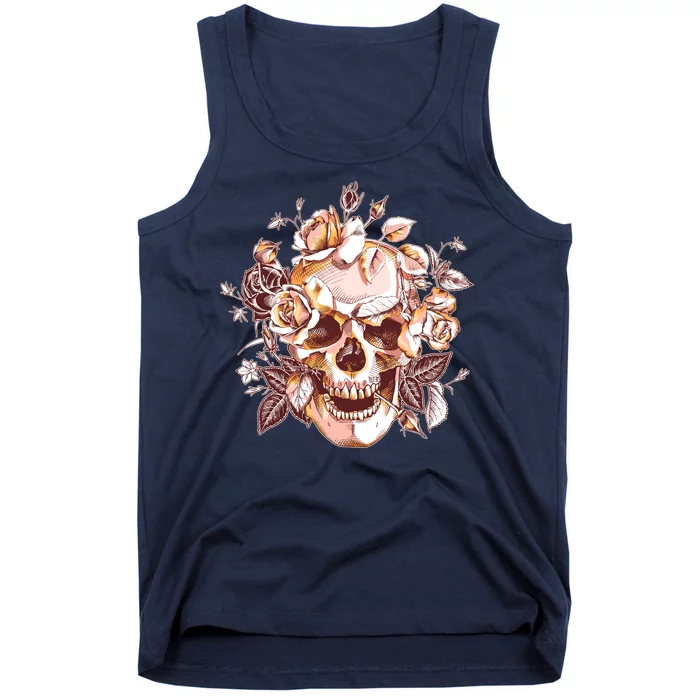 Vintage Floral Flower Skull Tank Top