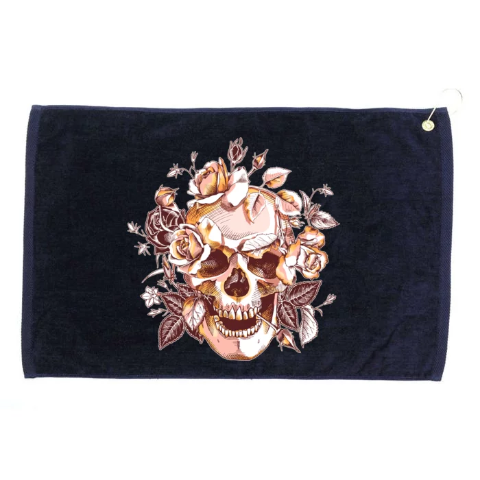 Vintage Floral Flower Skull Grommeted Golf Towel