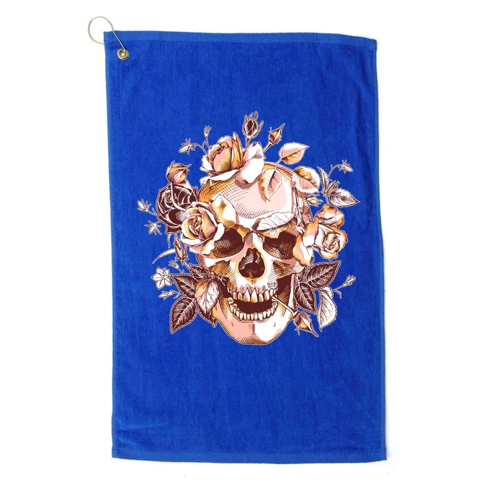 Vintage Floral Flower Skull Platinum Collection Golf Towel