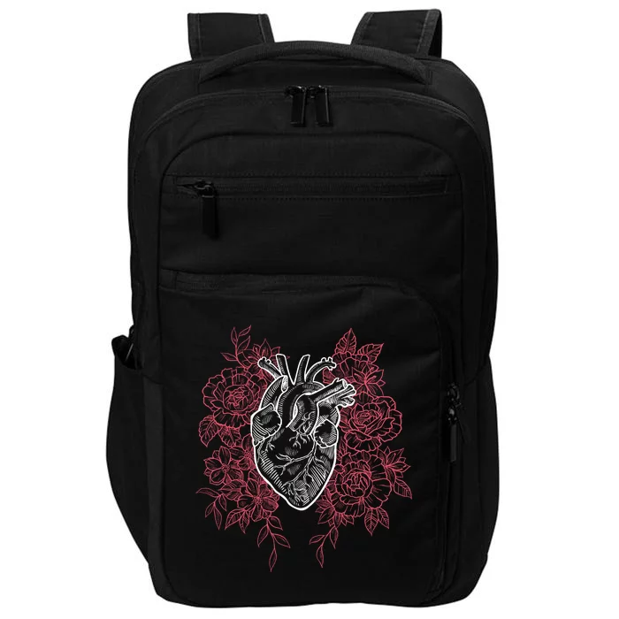 Vintage Floral Medical Heart Tattoo Design Impact Tech Backpack