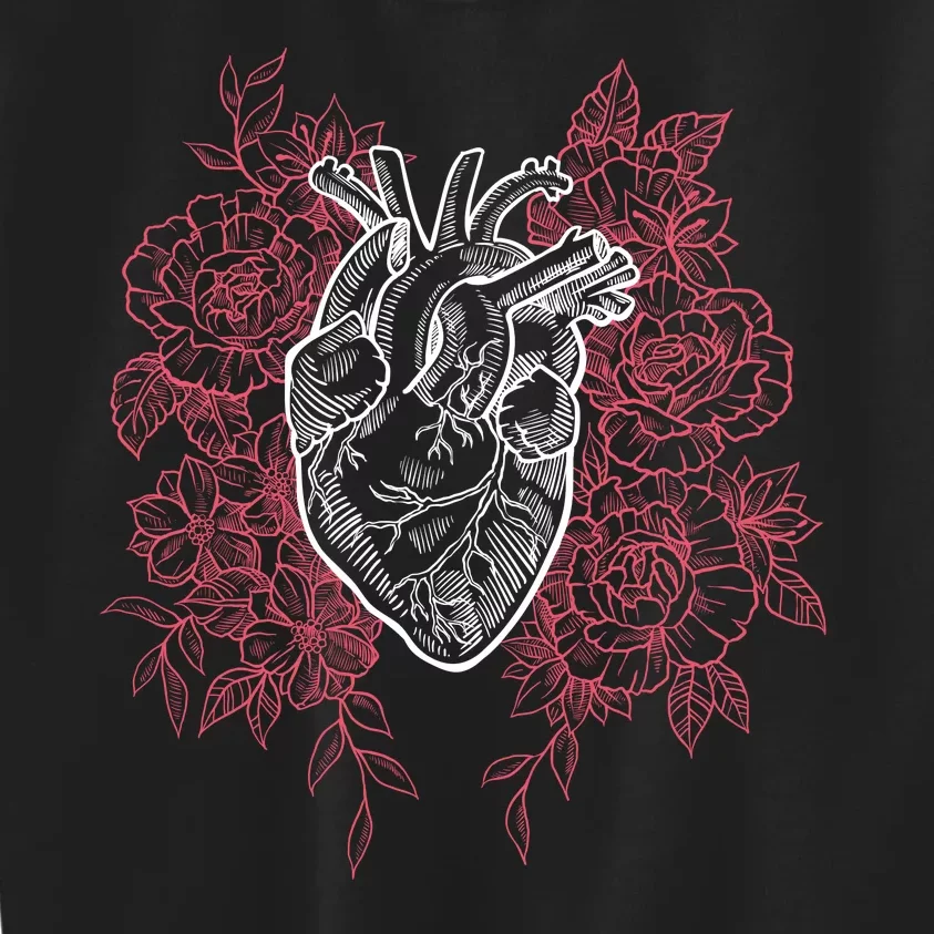 Vintage Floral Medical Heart Tattoo Design Kids Sweatshirt