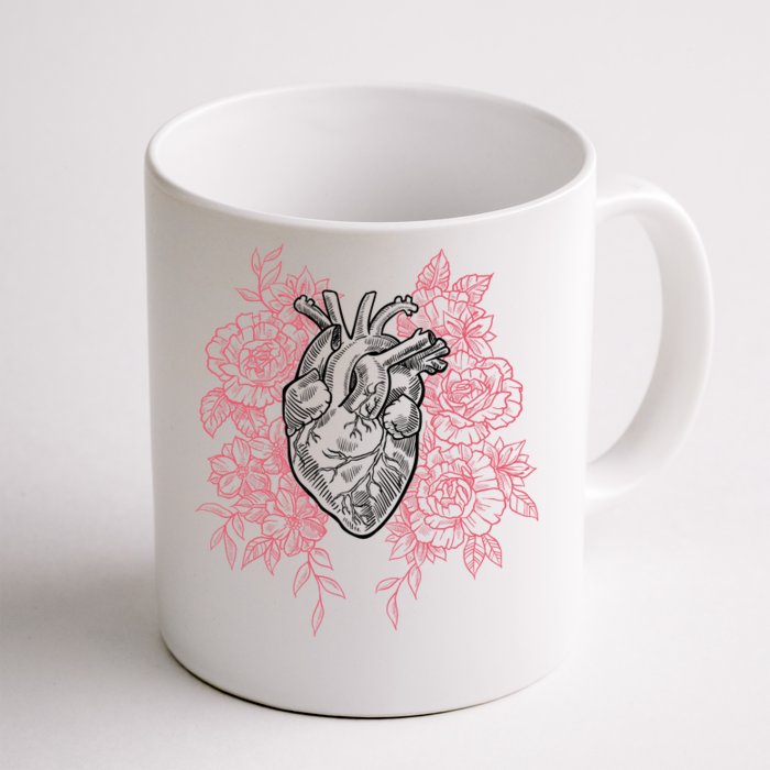 Vintage Floral Medical Heart Tattoo Design Front & Back Coffee Mug