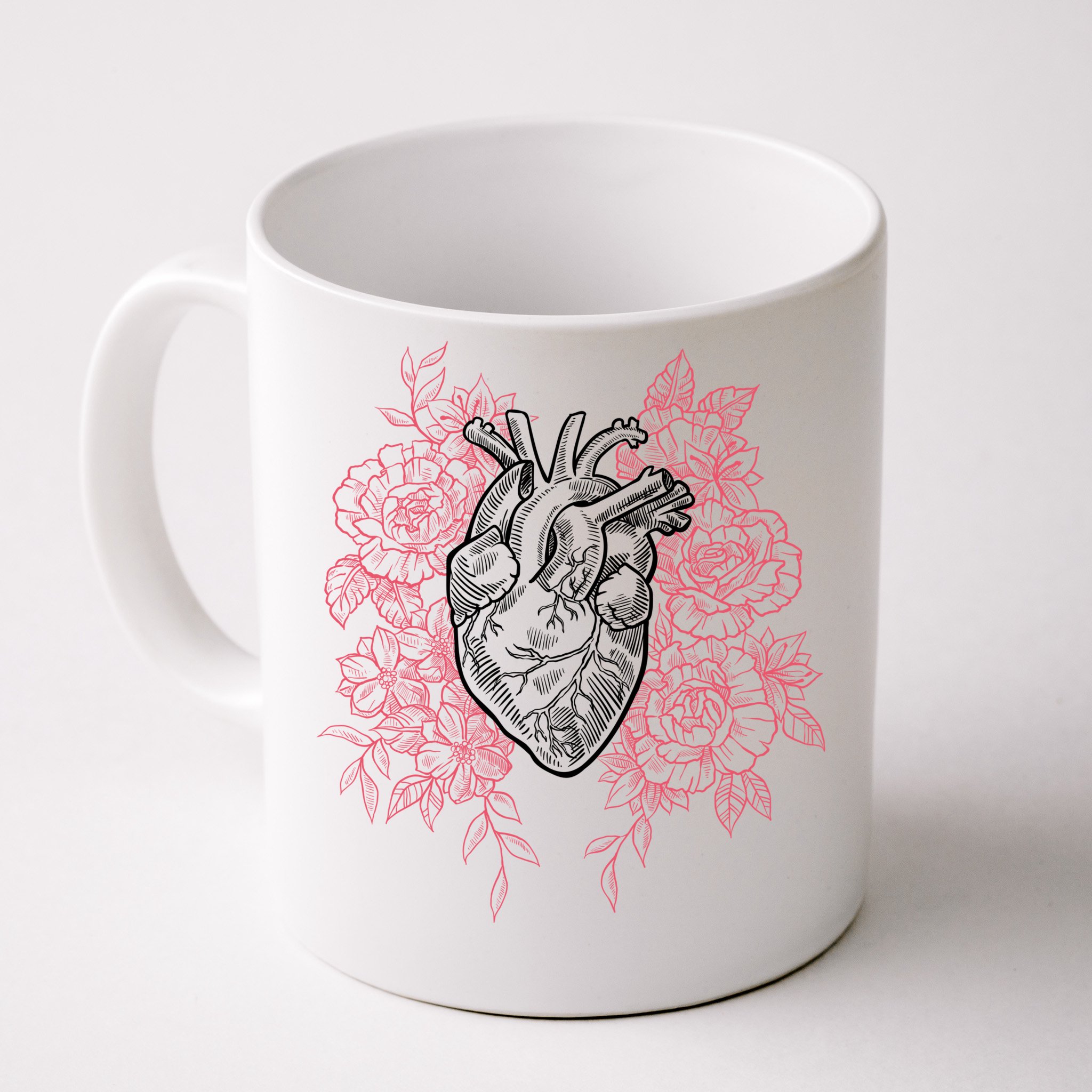 Personalized Floral Heart Travel Coffee Mug, Design: M5 - Everything Etched