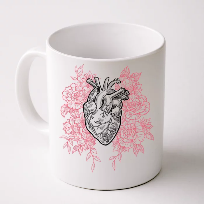 Vintage Floral Medical Heart Tattoo Design Front & Back Coffee Mug