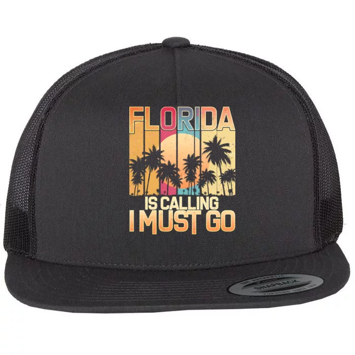 Vintage Florida Is Calling I Must Go Flat Bill Trucker Hat