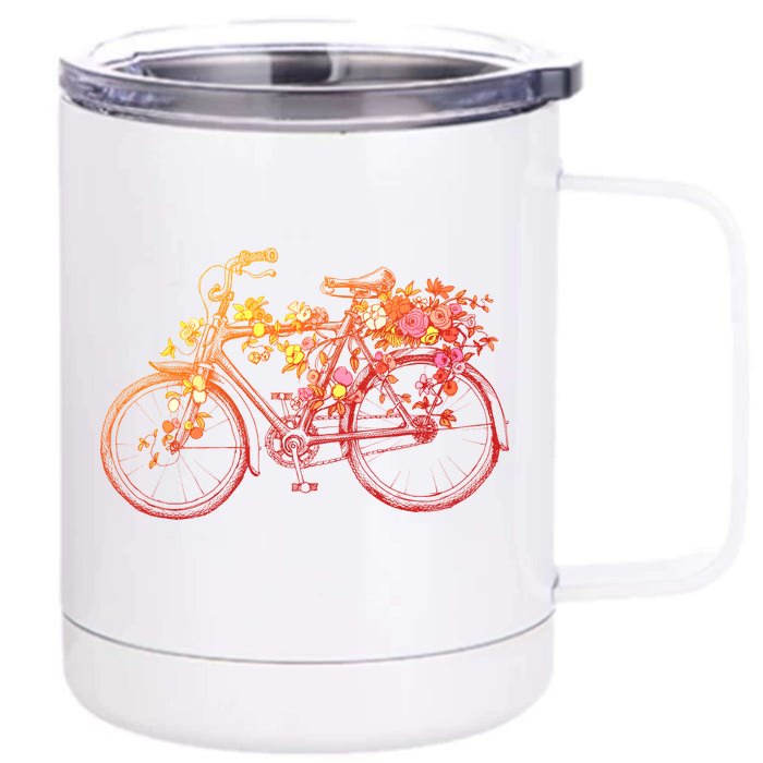 Vintage Flower Bicycle Front & Back 12oz Stainless Steel Tumbler Cup