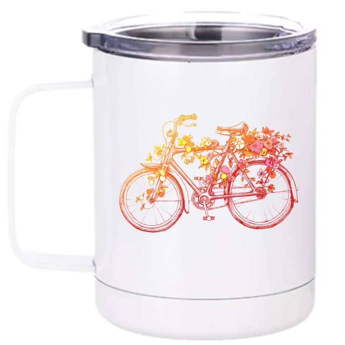 Vintage Flower Bicycle Front & Back 12oz Stainless Steel Tumbler Cup