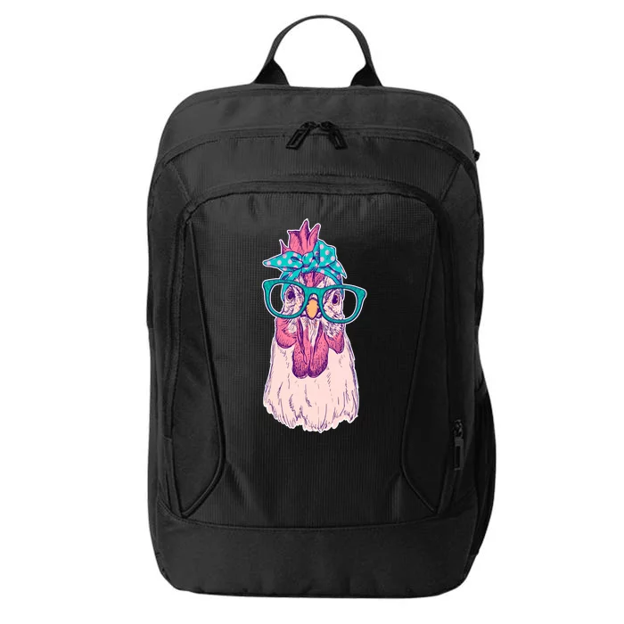 Vintage Funny Cute Chicken Hen With Glasses And Bandana City Backpack