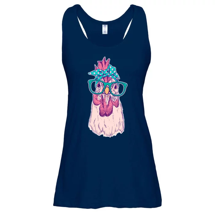 Vintage Funny Cute Chicken Hen With Glasses And Bandana Ladies Essential Flowy Tank