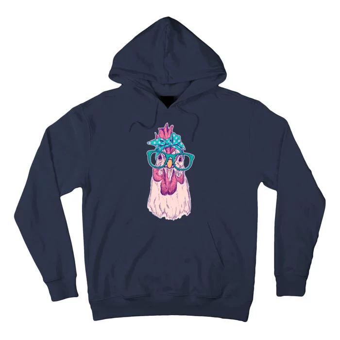 Vintage Funny Cute Chicken Hen With Glasses And Bandana Tall Hoodie