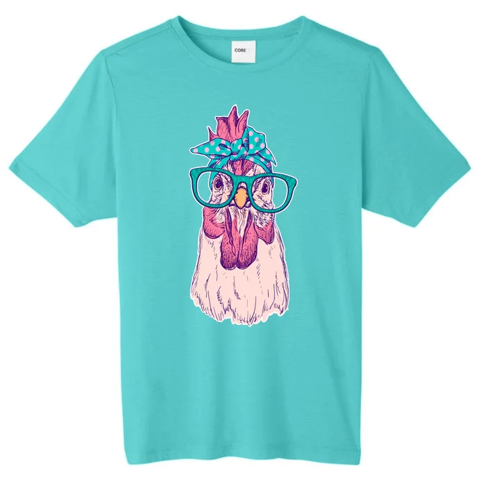 Vintage Funny Cute Chicken Hen With Glasses And Bandana ChromaSoft Performance T-Shirt