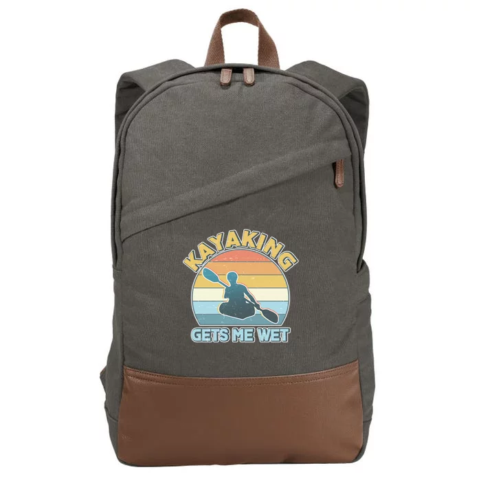 Vintage Funny Kayaking Get Me Wet Cotton Canvas Backpack