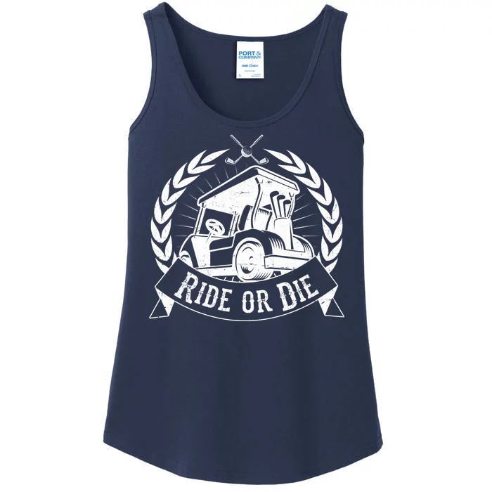 Vintage Funny Ride or Die Golf Cart Golfing Fan Ladies Essential Tank