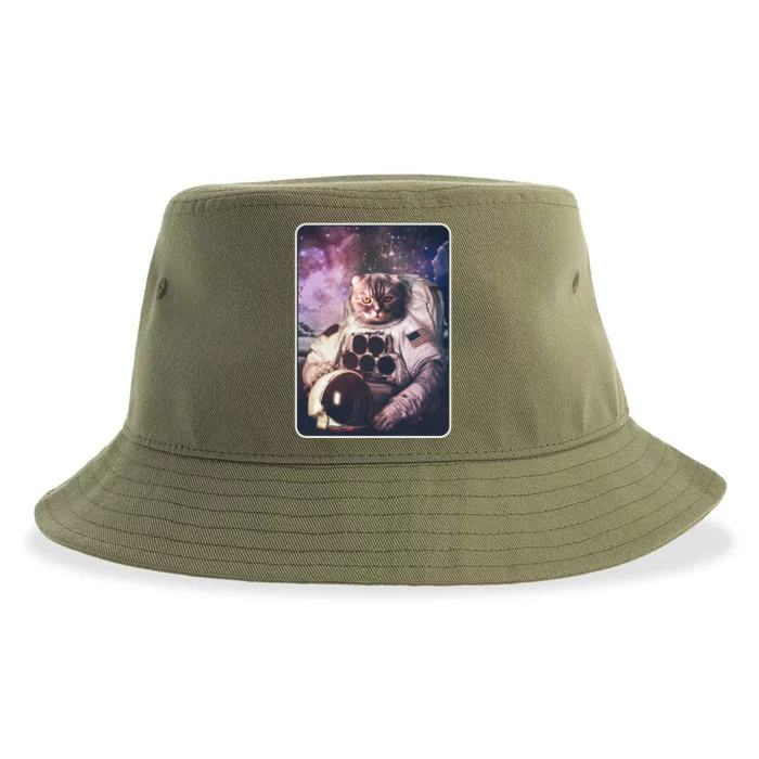 Vintage Galaxy Space Astronaut Cat Sustainable Bucket Hat