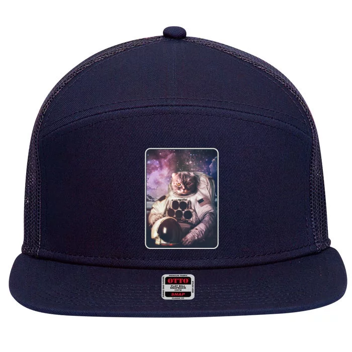 Vintage Galaxy Space Astronaut Cat 7 Panel Mesh Trucker Snapback Hat