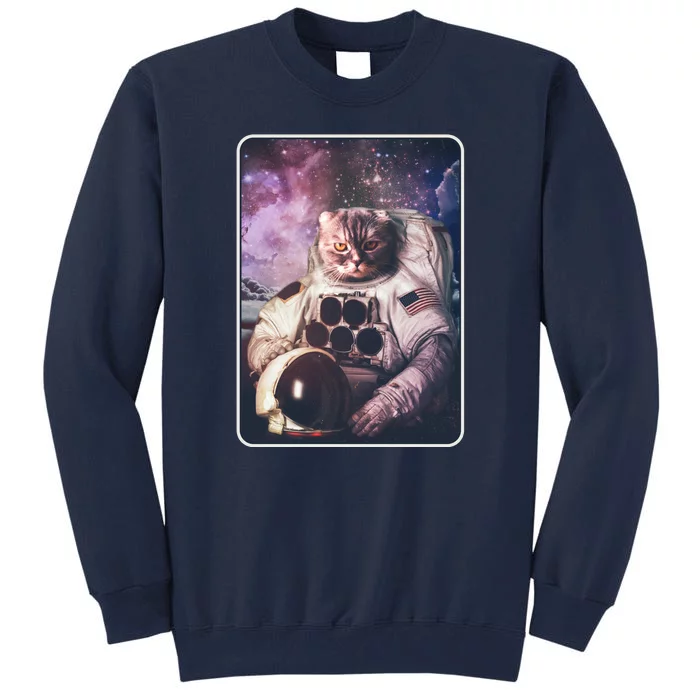 Vintage Galaxy Space Astronaut Cat Tall Sweatshirt