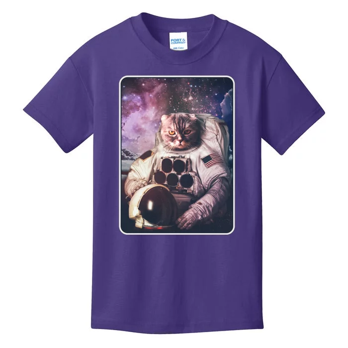 Vintage Galaxy Space Astronaut Cat Kids T-Shirt