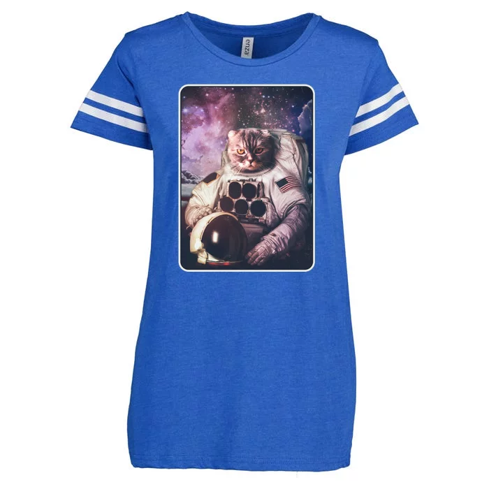 Vintage Galaxy Space Astronaut Cat Enza Ladies Jersey Football T-Shirt