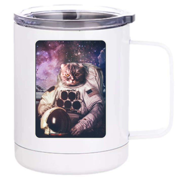 Vintage Galaxy Space Astronaut Cat Front & Back 12oz Stainless Steel Tumbler Cup