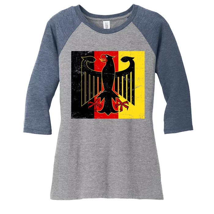 Vintage German Eagle Emblem Flag Women's Tri-Blend 3/4-Sleeve Raglan Shirt