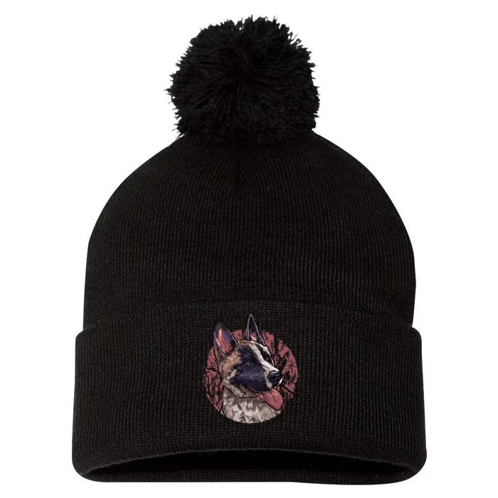 Vintage German Shepherd Pom Pom 12in Knit Beanie