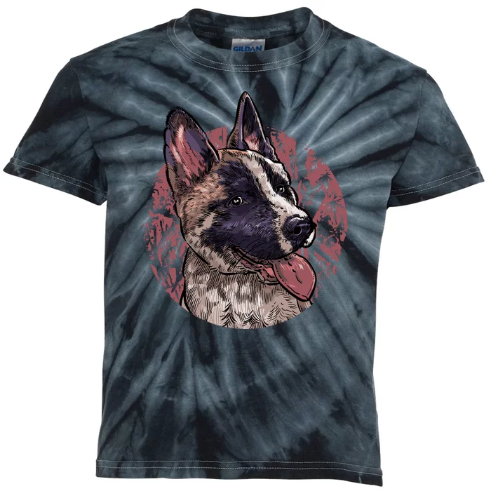 Vintage German Shepherd Kids Tie-Dye T-Shirt