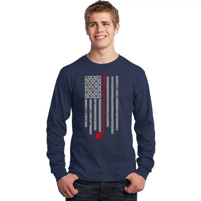 Vintage Golf American Flag USA Tall Long Sleeve T-Shirt