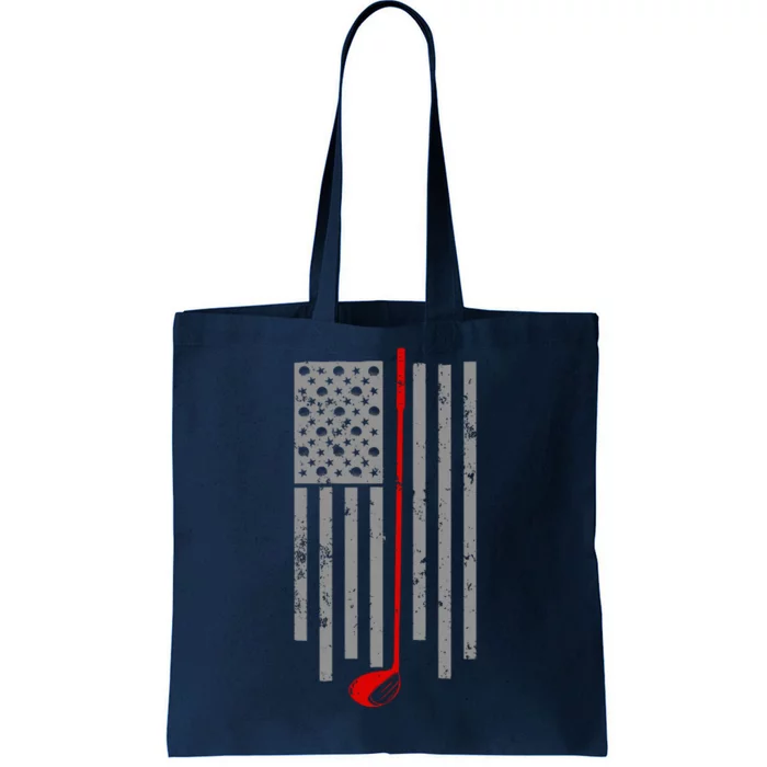 Vintage Golf American Flag USA Tote Bag