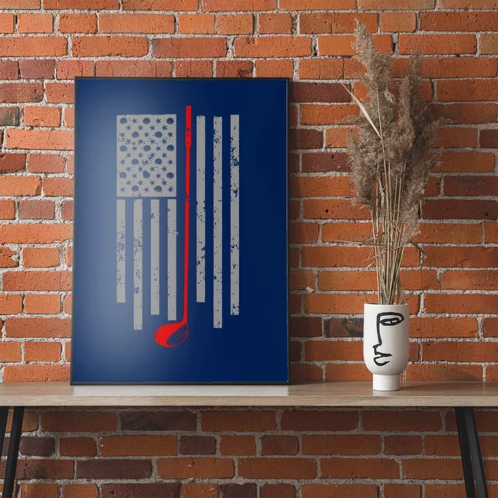 Vintage Golf American Flag USA Poster