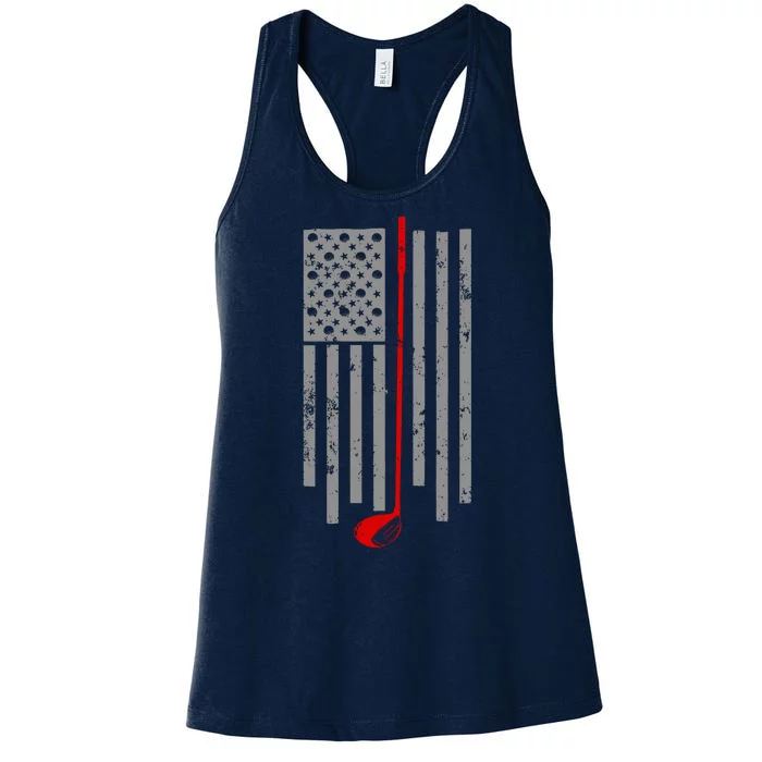 Vintage Golf American Flag USA Women's Racerback Tank