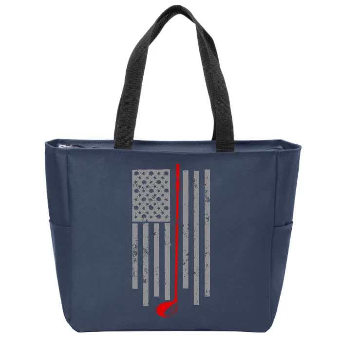 Vintage Golf American Flag USA Zip Tote Bag