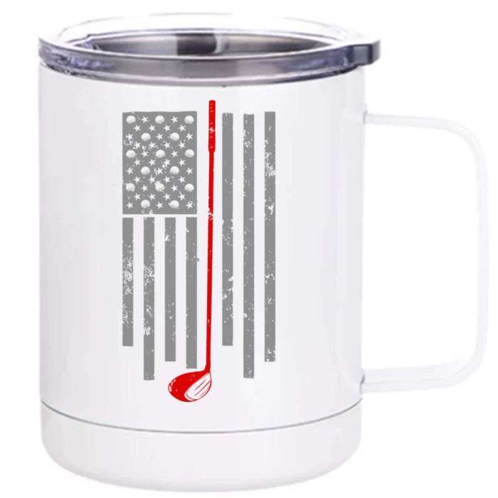 Vintage Golf American Flag USA Front & Back 12oz Stainless Steel Tumbler Cup