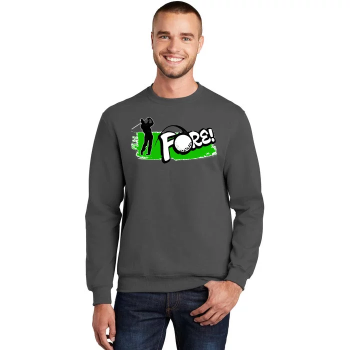 Vintage Golfer Swinging and Saying Fore Tall Sweatshirt