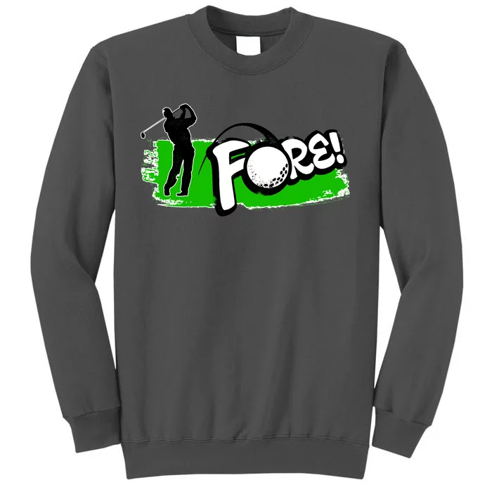 Vintage Golfer Swinging and Saying Fore Tall Sweatshirt