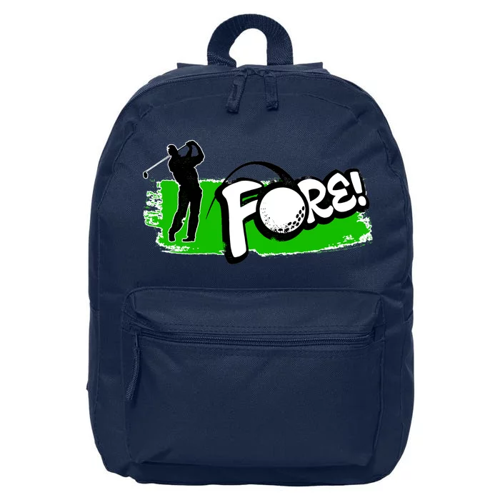 Vintage Golfer Swinging and Saying Fore 16 in Basic Backpack