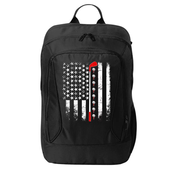 Vintage Golfing American Flag Golf Club City Backpack