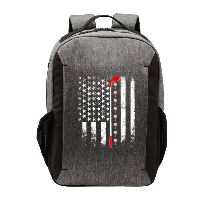 Vintage Golfing American Flag Golf Club Vector Backpack