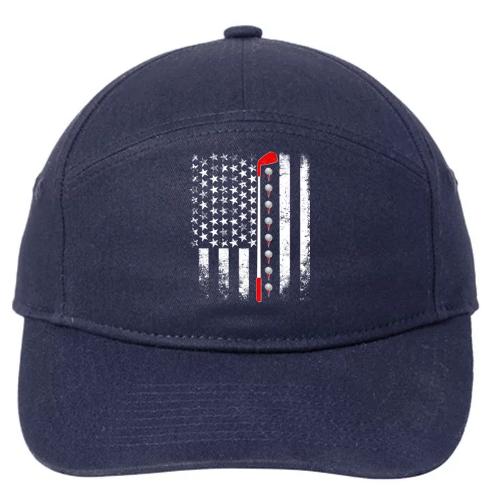 Vintage Golfing American Flag Golf Club 7-Panel Snapback Hat