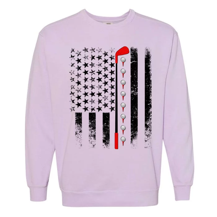 Vintage Golfing American Flag Golf Club Garment-Dyed Sweatshirt